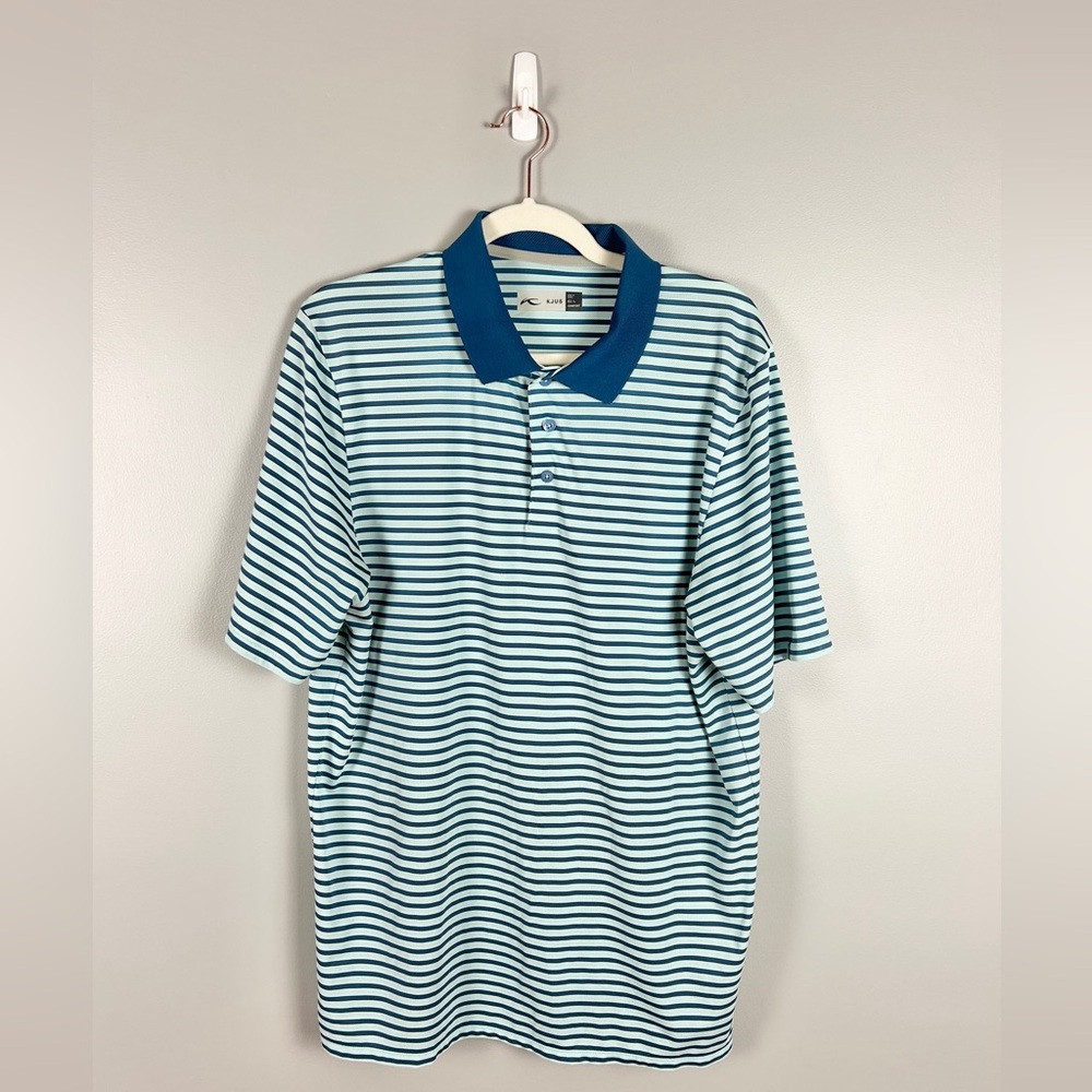 KJUS Striped Golf Polo Men's Large/52 Performance Sport‎ Summer Breathable